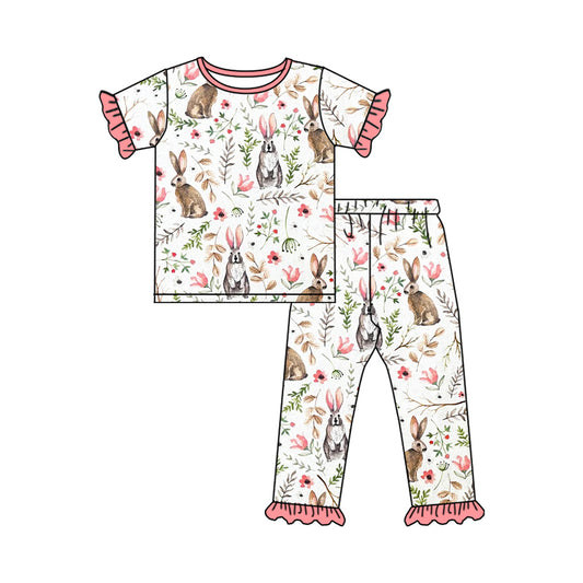 Baby Girls Easter Rabbit Pink Top Pants Pajamas Clothes Sets Preorder