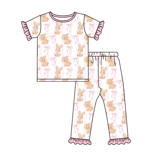 Baby Girls Easter Bunny Shirts Bows Pants Pajamas Clothes Sets Preorder