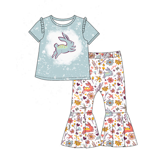 Baby Girls Easter Bunny Shirts Flowers Bell Pants Clothes Sets Preorder