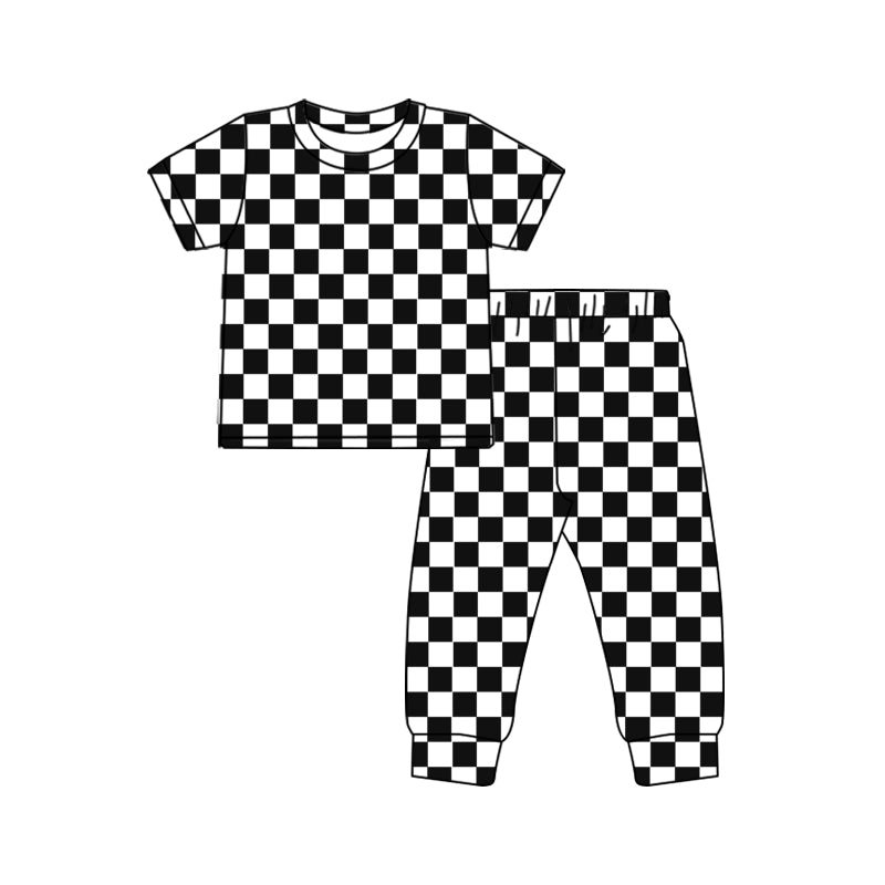 Baby Girls Black Checkered Shirts Pants Pajamas Clothes Sets Preorder