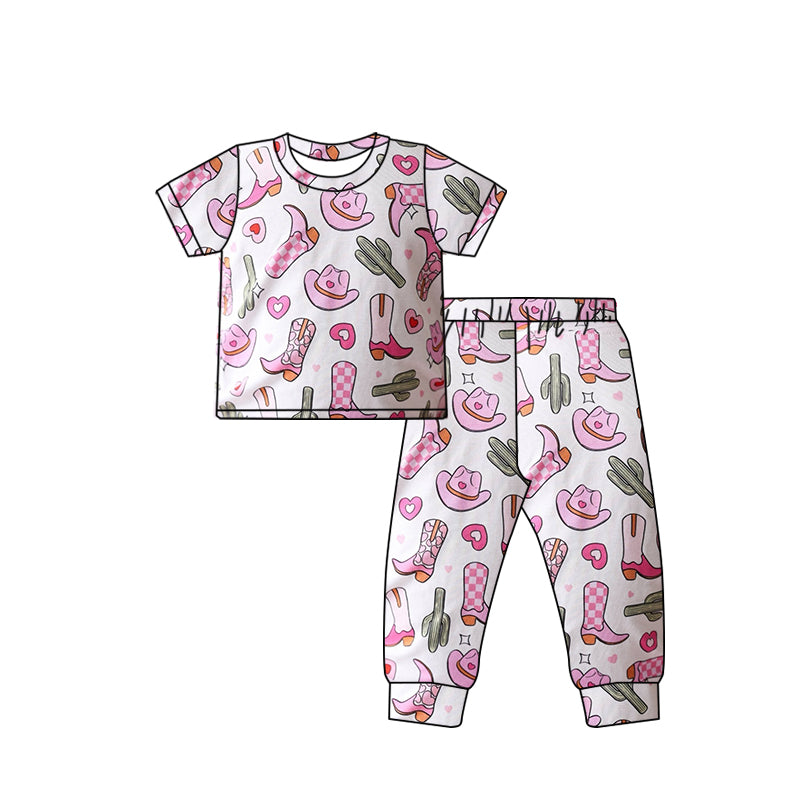 Baby Girls Western Boots Cactus Shirts Pants Pajamas Clothes Sets Preorder