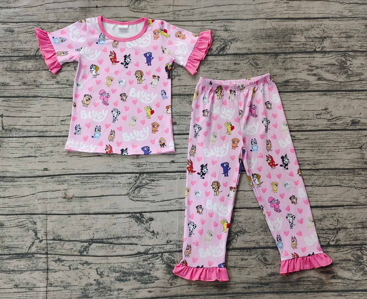 Baby Girls Valentines Dogs Hearts Shirts Pants Pajamas Clothes Sets