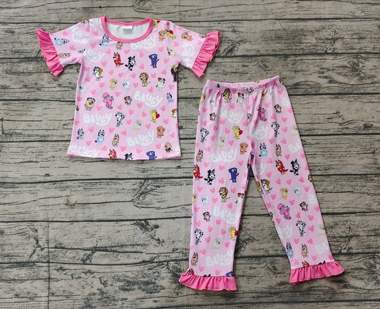 Baby Girls Valentines Dogs Hearts Shirts Pants Pajamas Clothes Sets