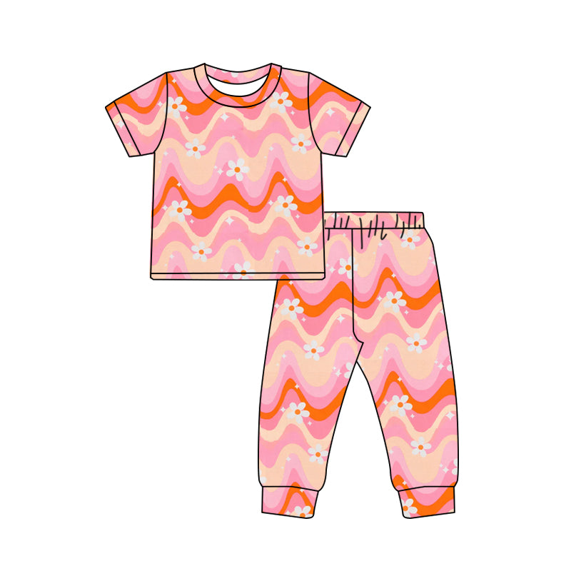 Baby Girls Groovy Flowers Shirt Pants Pajamas Clothes Sets Preorder