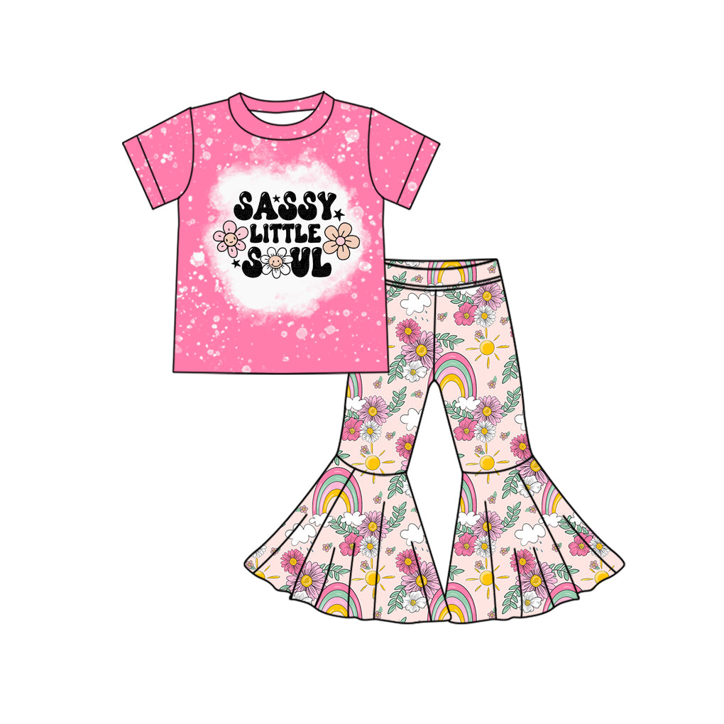 Baby Girls Sassy Little Soul Shirt Bell Rainbow Pants Clothes Sets Preorder