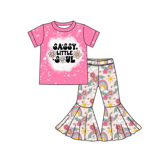 Baby Girls Sassy Little Soul Shirt Bell Rainbow Pants Clothes Sets Preorder