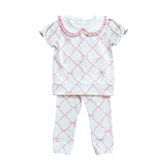 Baby Girls Pink Bows Shirt Pants Outfits Clothes Sets Preorder