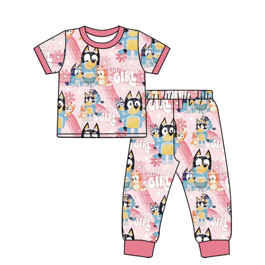 Baby Girls Daddy's Girl Dogs Pink Top Pants Pajamas Clothes Sets Preorder