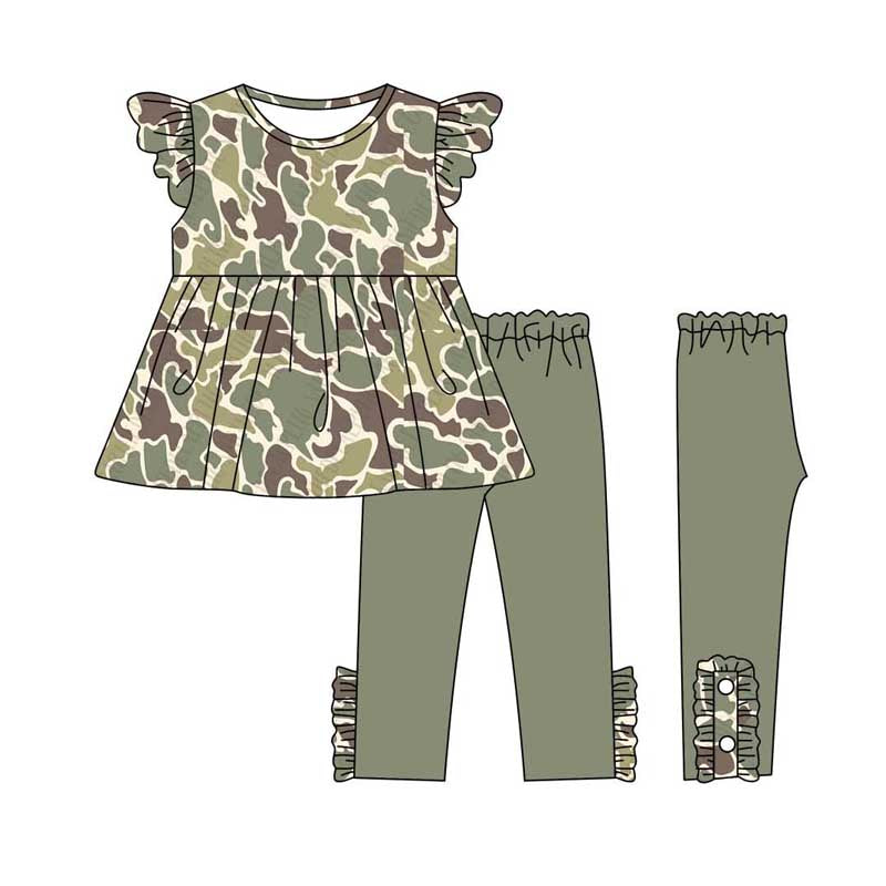 Baby Girls Green Camouflage Tunic Legging Clothing Sets Preorder