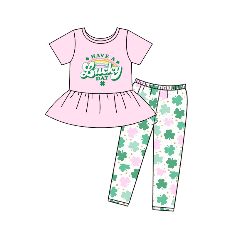 Baby Girls Pink St Patrick Lucky Top Legging Clothes Sets Preorder