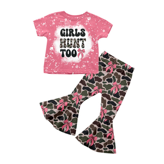 Baby Girls Camouflage Bows Shirt Bell Pants Clothes Sets Preorder