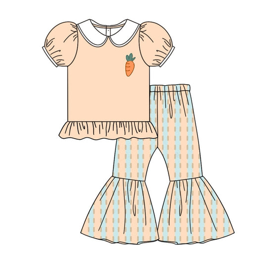 Baby Girls Easter Carrot Top Bell Bottom Pants Clothes Sets Preorder