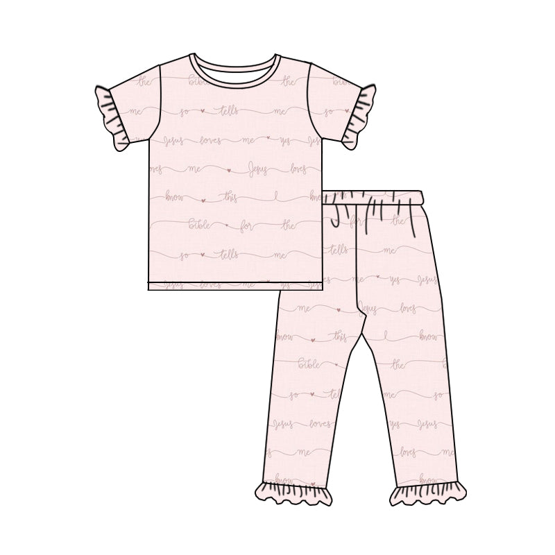 Baby Girls Pink Jesus Love Shirt Pants Pajamas Preorder