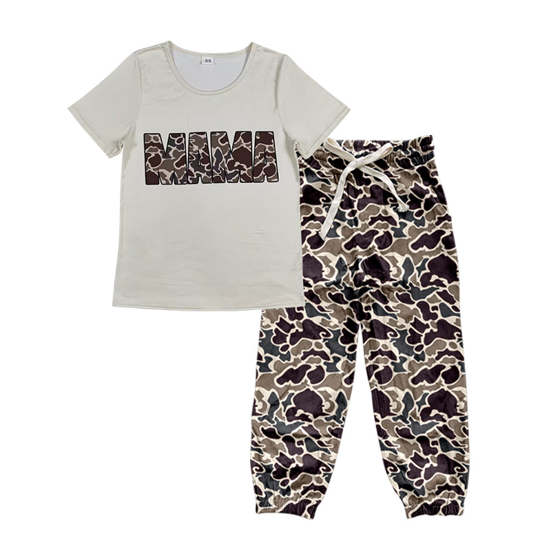 Adult Women Mama Shirts Duck Grey Camo Pocket Bottom Joggers Pants Preorder