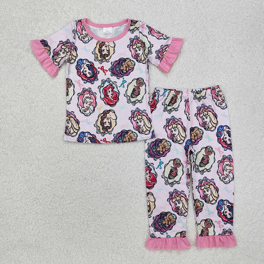 Baby Girls Princess Ruffles Pink Shirt Pants Pajamas Clothes Sets