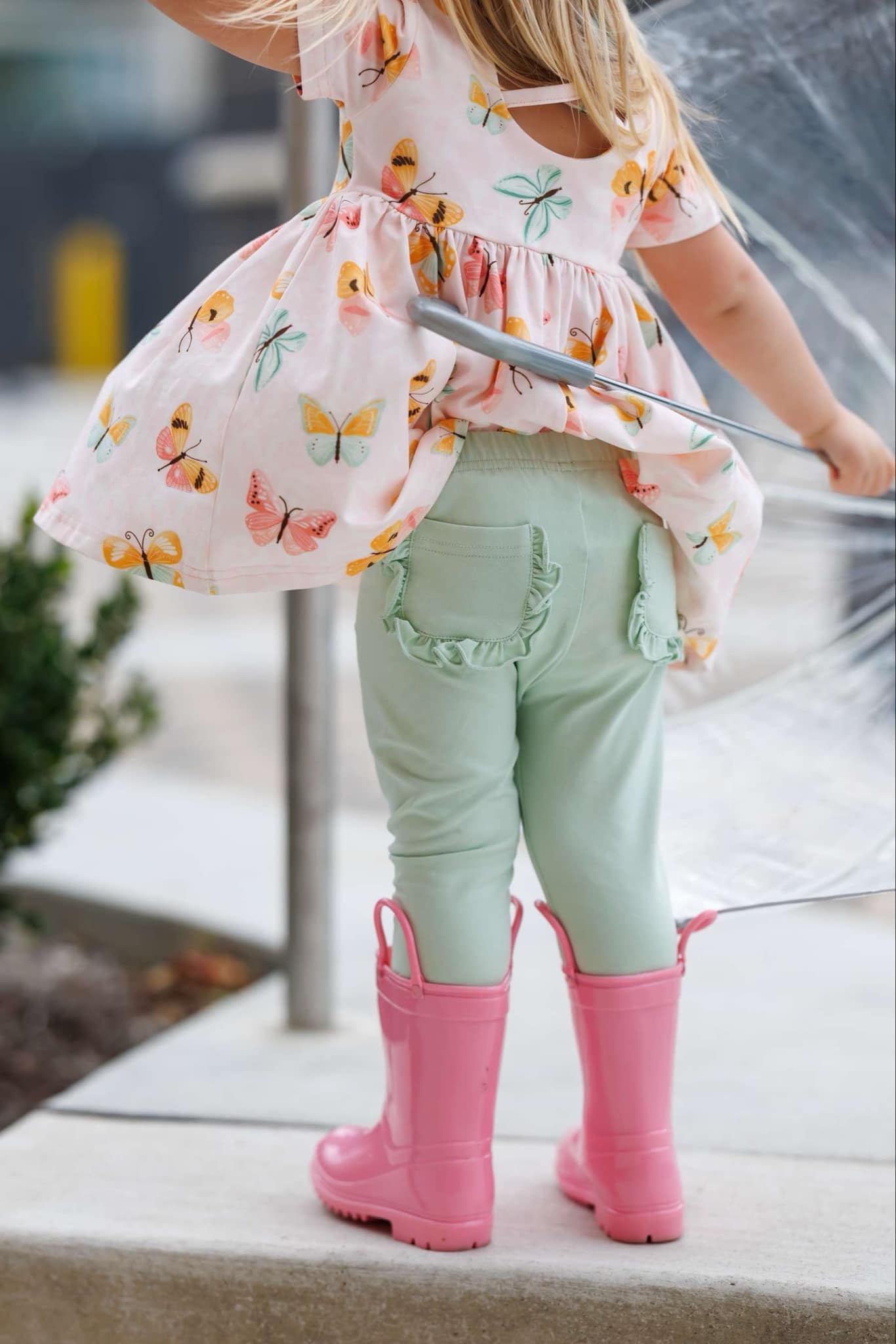 Baby Girls Pink Butterfly Tunic Legging Pockets Clothes Sets Preorder