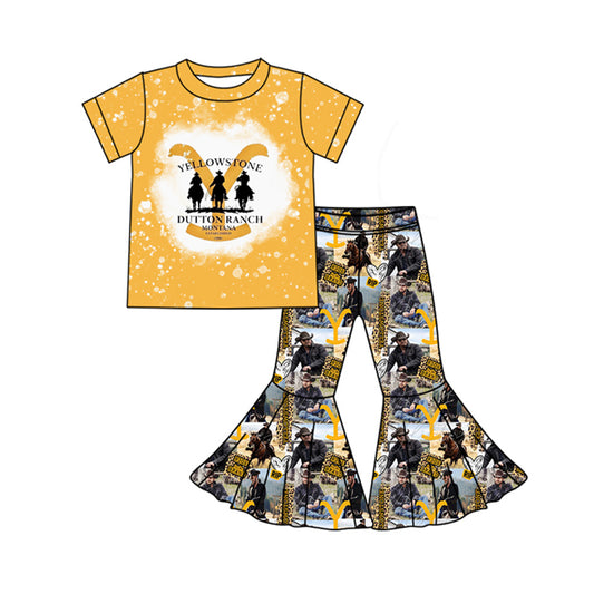 Baby Girls Western Stone Singer Shirt Bell Pants Clothes Sets Preorder