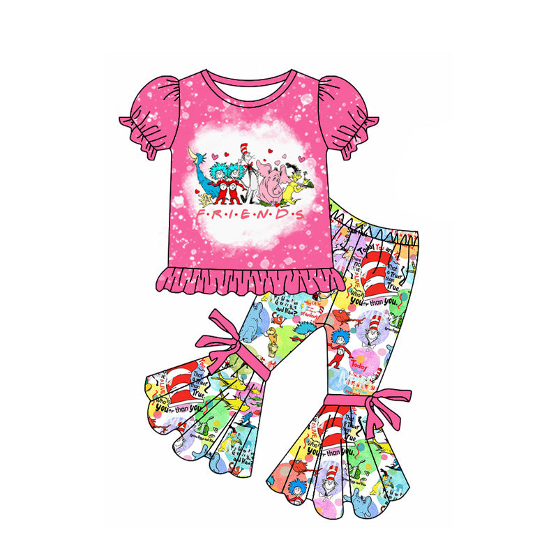 Baby Girls Dr Reading Pink Elephant Shirt Bell Pants Clothes Sets Preorder