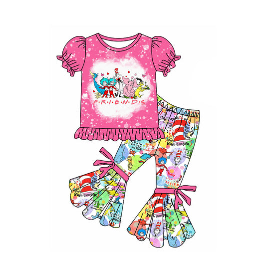 Baby Girls Dr Reading Pink Elephant Shirt Bell Pants Clothes Sets Preorder