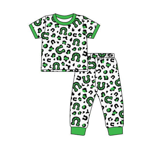 Baby Boys St Patrick Day Leopard Shirt Pants Pajamas Clothes Sets Preorder