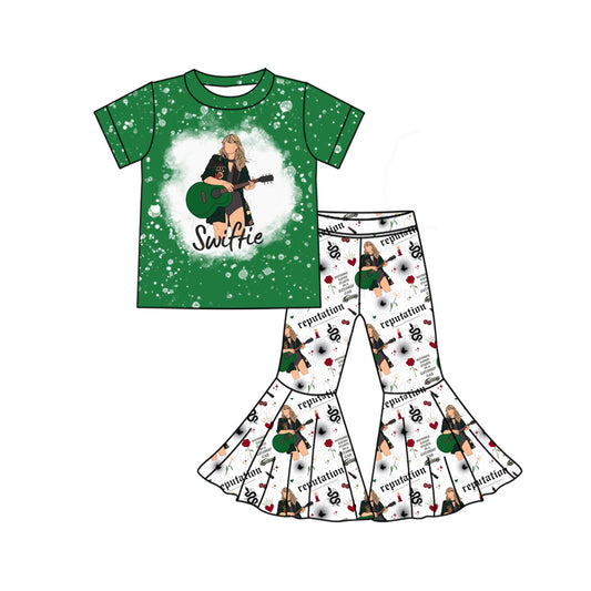 Baby Girls Singer Green Shirt Top Bell Pants Clothes Sets Preorder