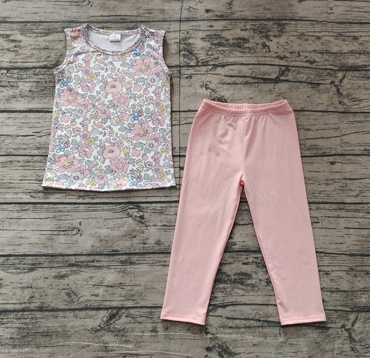 Baby Girls Spring Pink Flowers Top Legging Outfits Preorder