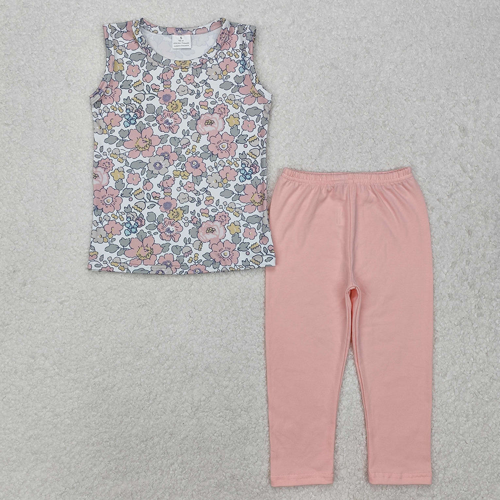 Baby Girls Spring Pink Flowers Top Legging Outfits