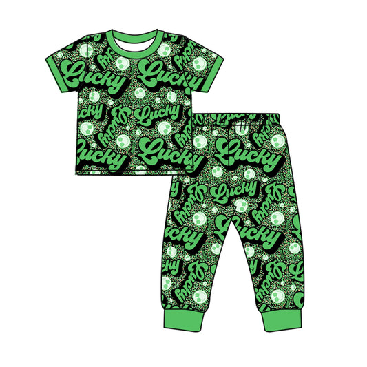 Baby Boys St Patrick Smile Green Top Pants Pajamas Clothes Sets Preorder