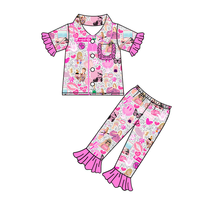 Baby Girls Pink Pocket Singer Shirt Pants Pajamas Clothes Sets Preorder