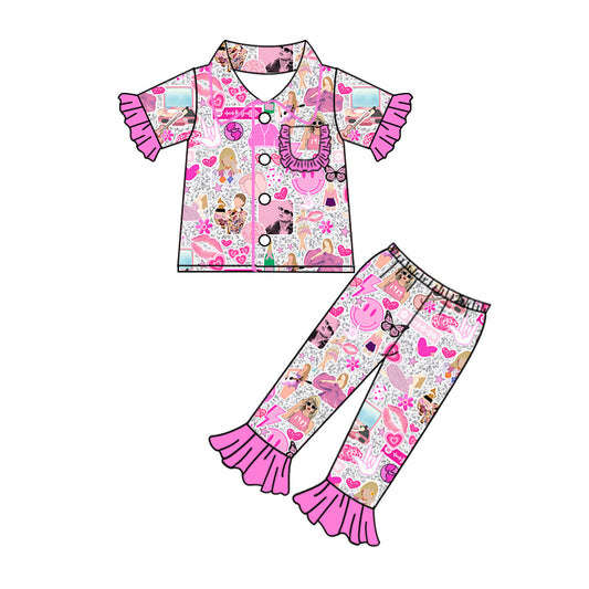 Baby Girls Pink Pocket Singer Shirt Pants Pajamas Clothes Sets Preorder