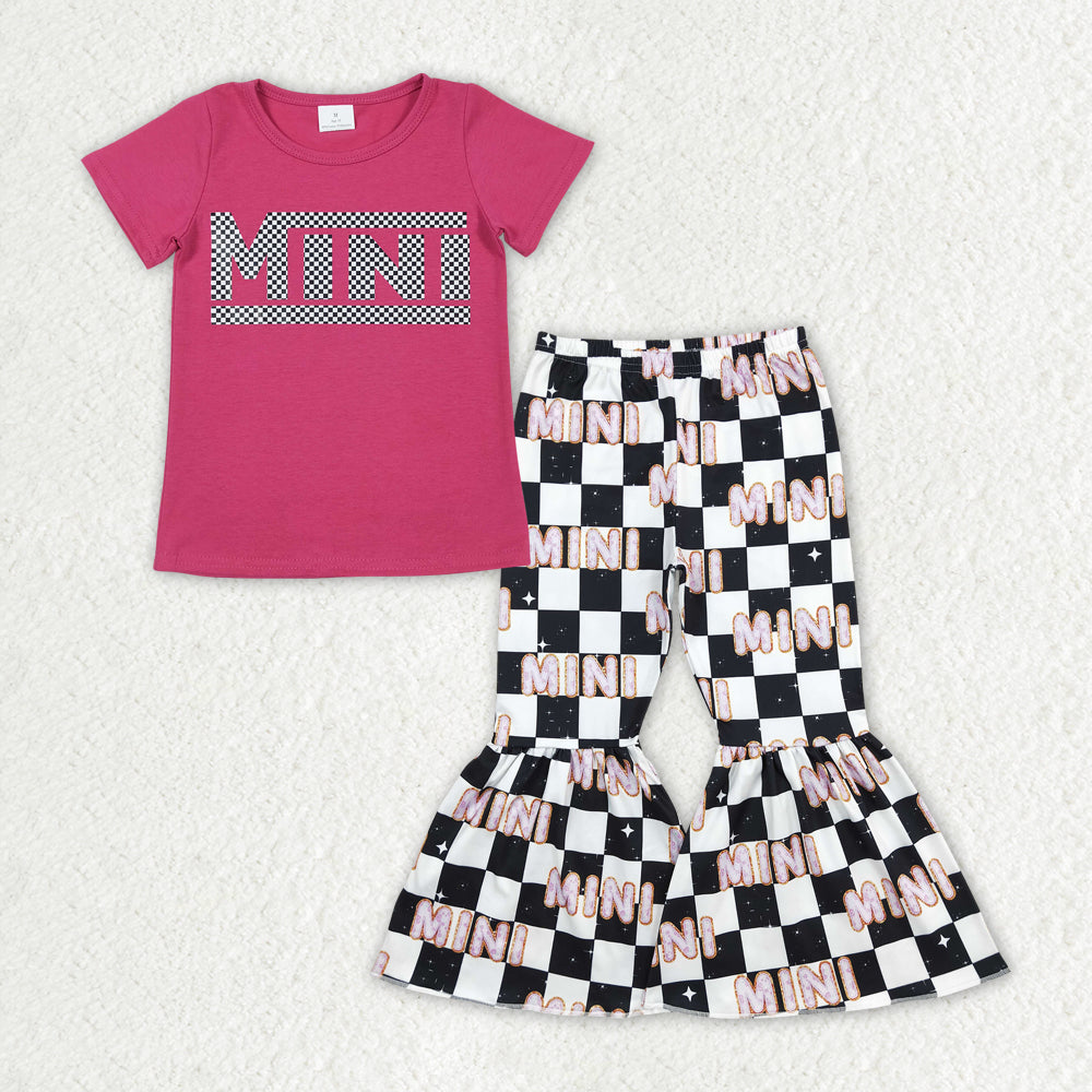 Baby Girls Mini Top Checkered Bell Bottom Pants Clothing Sets
