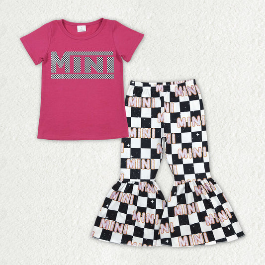 Baby Girls Mini Top Checkered Bell Bottom Pants Clothing Sets