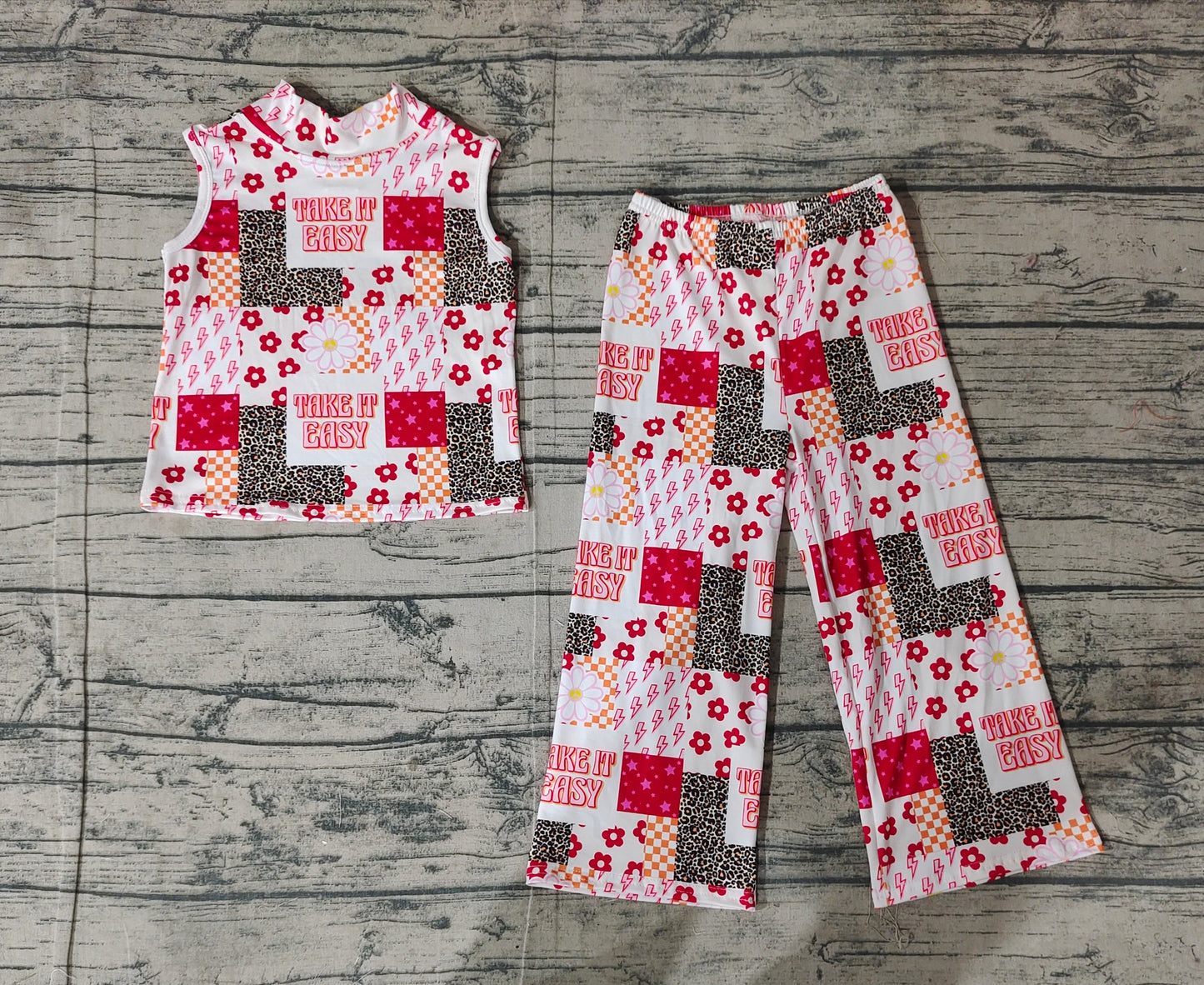 Baby Girls Western Easy Flowers Top Bell Pants Clothes Sets