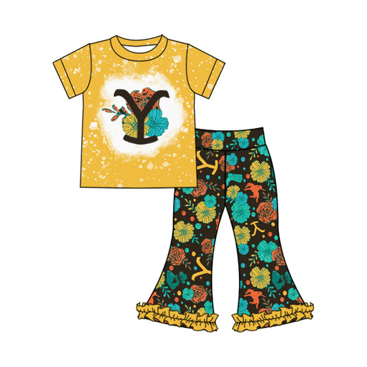 Baby Girls Singer Top Flowers Ruffle Bell Pants Clothes Sets Preorder