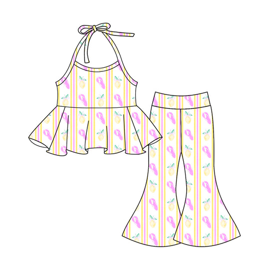 Baby Girls Crawfish Pears Halter Tunic Bell Pants Clothes Sets Preorder