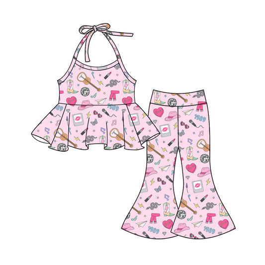 Baby Girls Singer Halter Guitar Tunic Bell Pants Clothes Sets Preorder