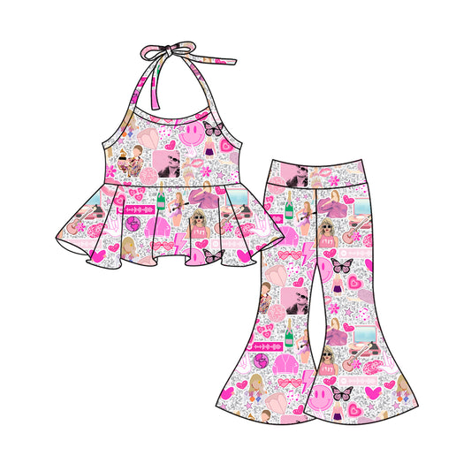 Baby Girls 1989 Singer Pink Halter Tunic Bell Pants Clothes Sets Preorder