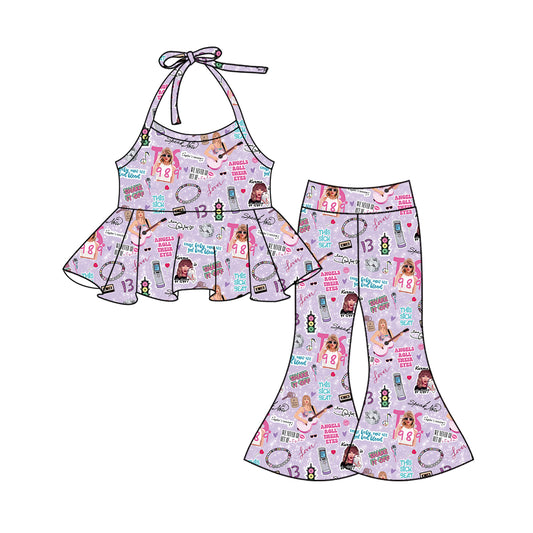 Baby Girls 1989 Singer Purple Halter Tunic Bell Pants Clothes Sets Preorder