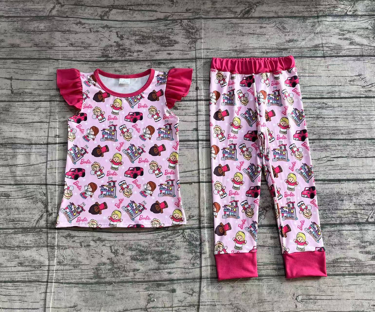 Baby Girls Doll Pink Top Pants Pajamas Clothes Sets