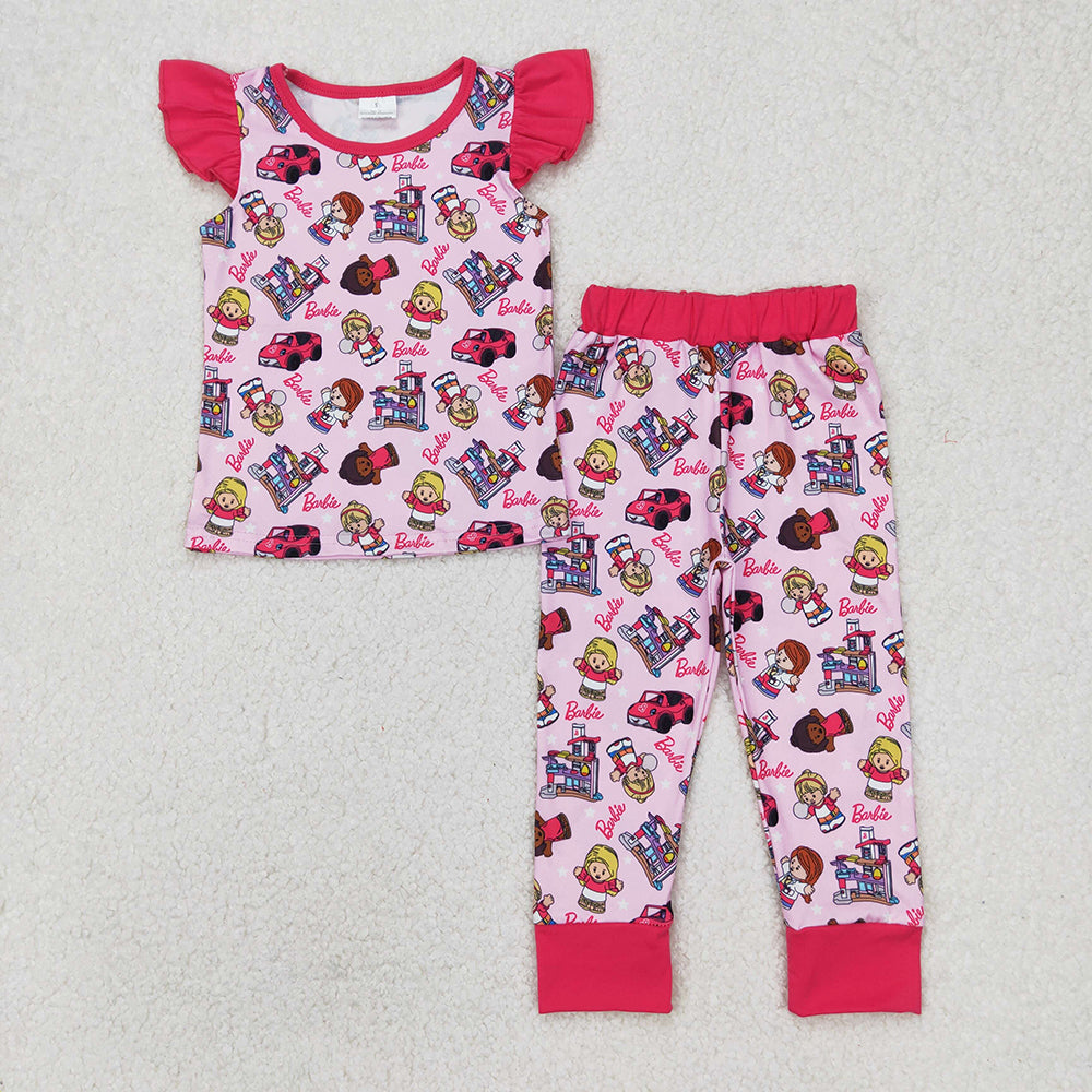 Baby Girls Doll Pink Top Pants Pajamas Clothes Sets