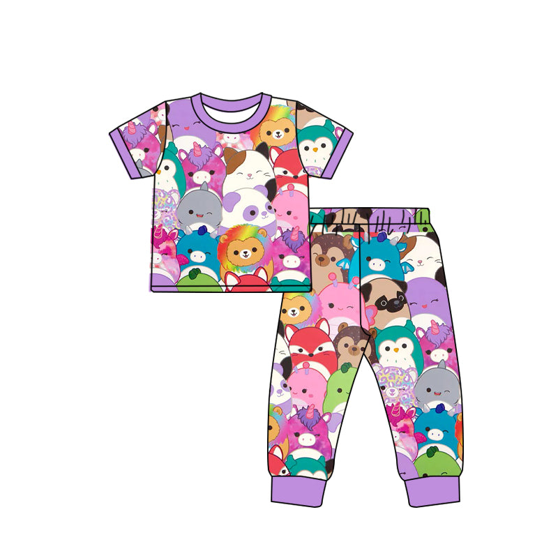 Baby Girls Cartoon Cats Top Tee Pants Pajamas Clothes Sets preorder