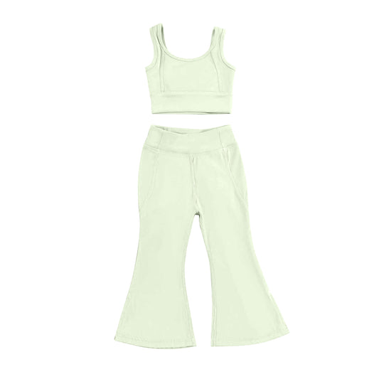 Baby Girls Lime Yoga Vest Bell Bottom Pants Active Wear Clothes Sets Preorder