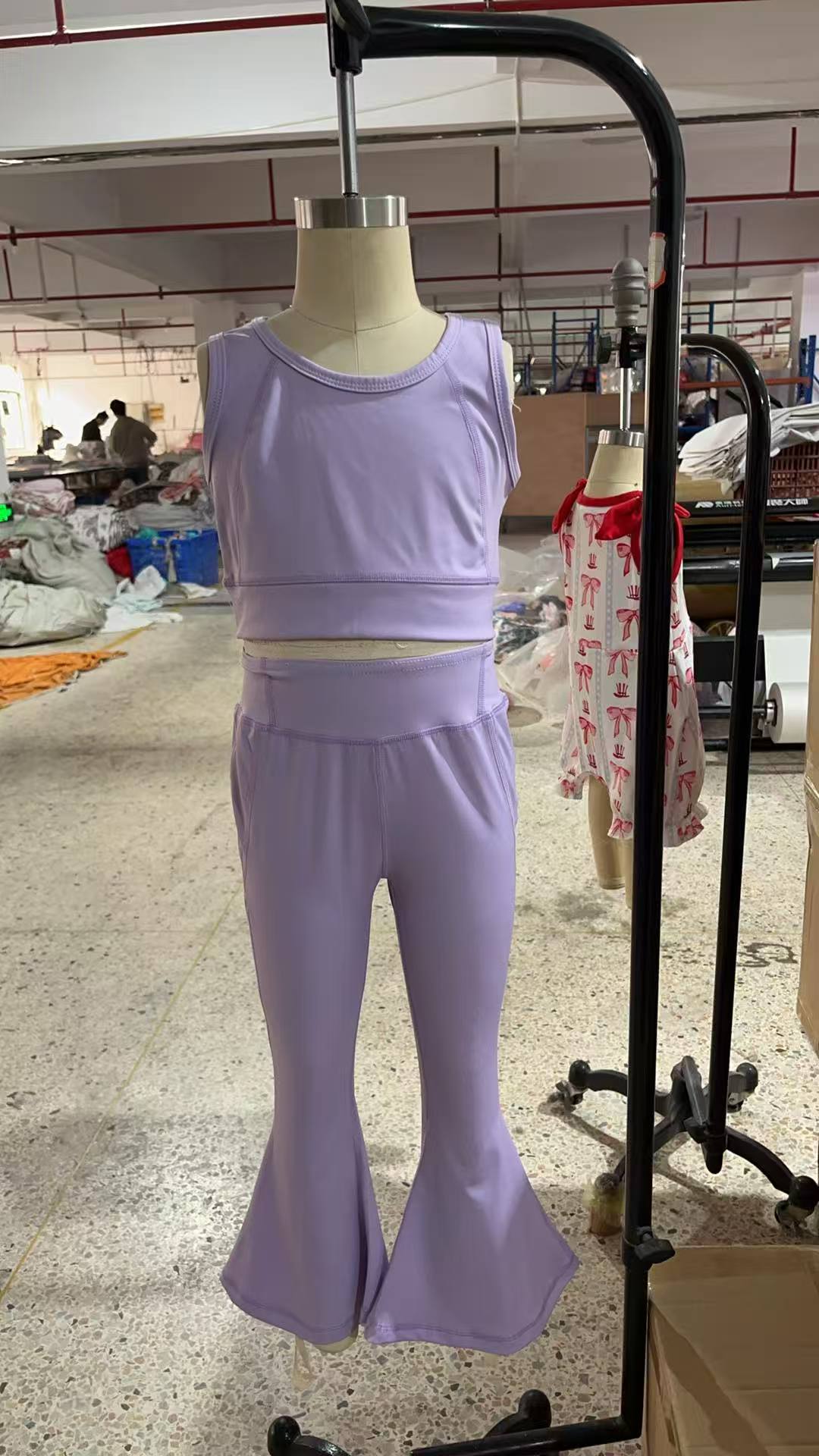 Baby Girls Lavender Yoga Vest Bell Bottom Pants Active Wear Clothes Sets