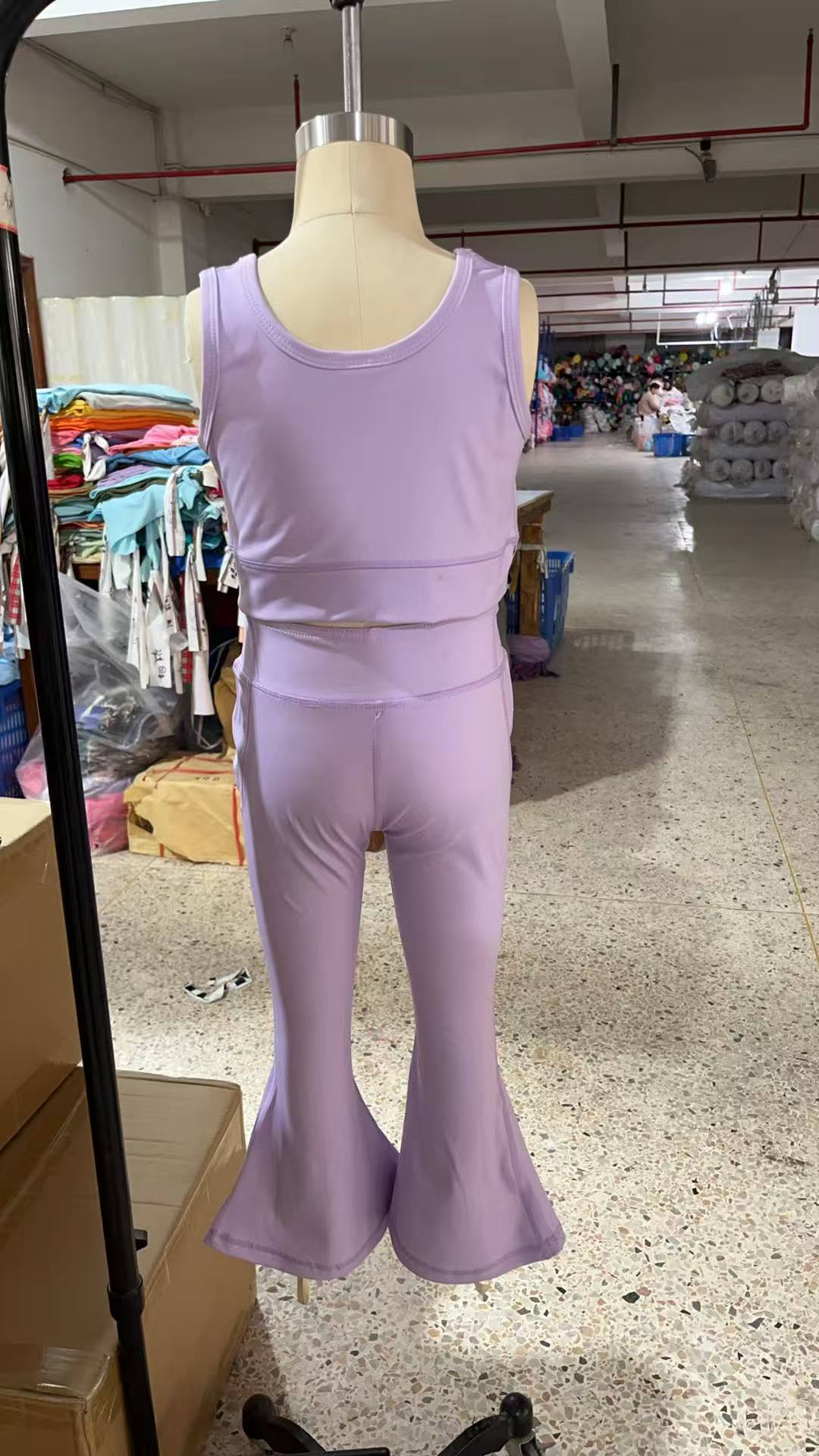 Baby Girls Lavender Yoga Vest Bell Bottom Pants Active Wear Clothes Sets