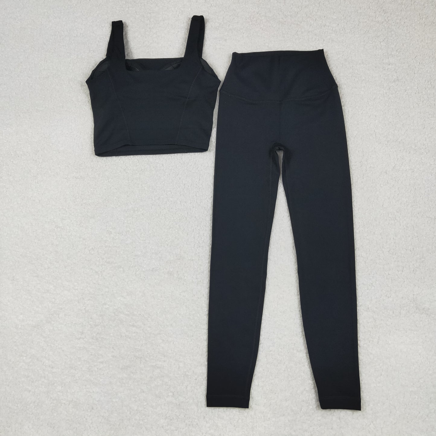 USA Adult Women Black Straps Vest Top Pant Yoga Active Set