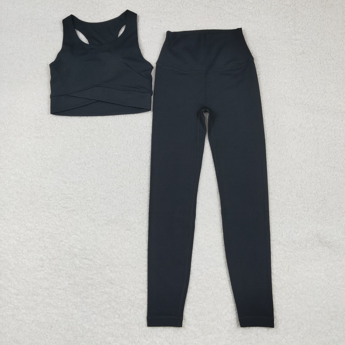 USA Adult Women Black Sleeveless Vest Top Pant Yoga Active Set