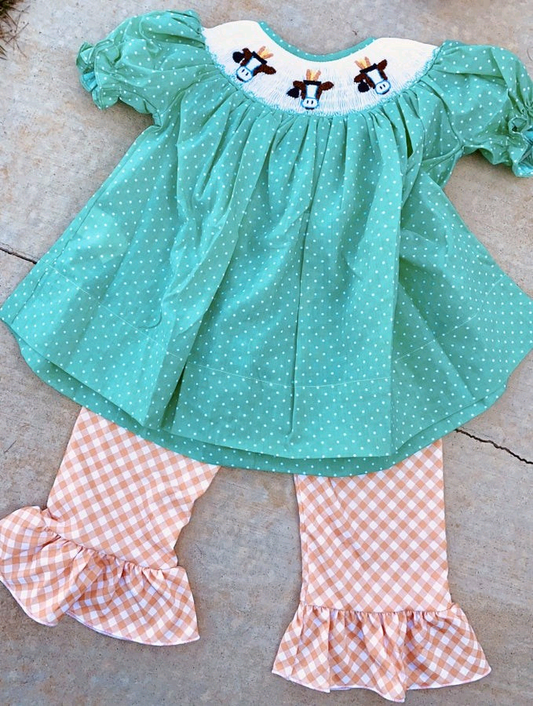 Baby Boys Polka Dots Cows Tunic Ruffle Pants Clothes Sets Preorder