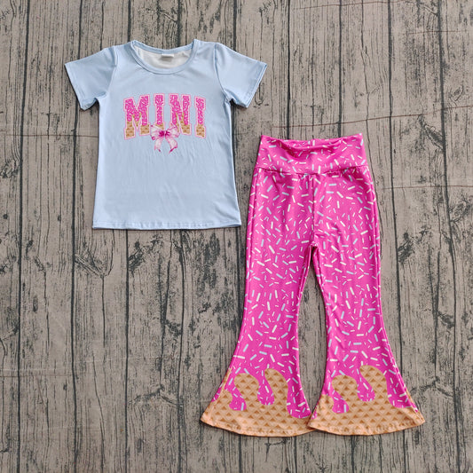 Baby Girls Sprinkle Drip Mini Top Bell Bottom Pants Clothes Sets Preorder