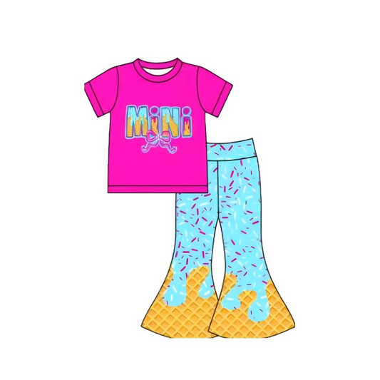 Baby Girls Sprinkle Drip Mini Top Bell Bottom Pants Clothes Sets Preorder