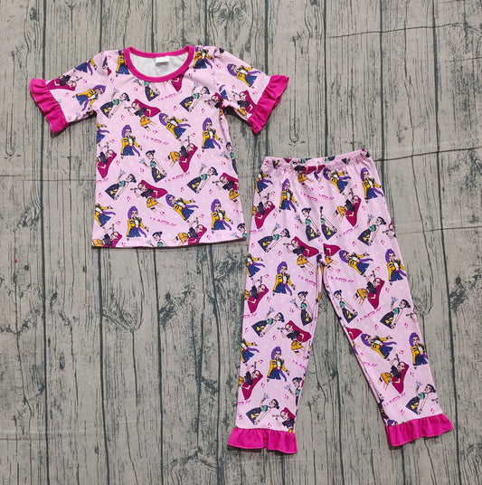 Baby Girls Pink Demon Hunter Top Ruffle Pants Pajamas Sets
